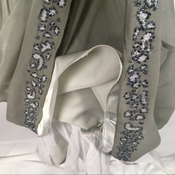 Adrianna Papell Evening Gray Beaded Sleeveless Dress Women Size 6 Formal Wedding - Picture 6 of 8